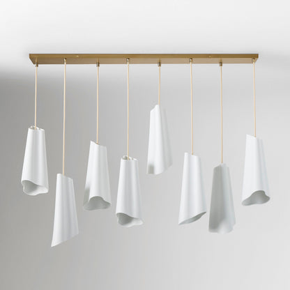 Orovia Ceramic Shade Chandelier – Iron Pendant Adjustable Height Design