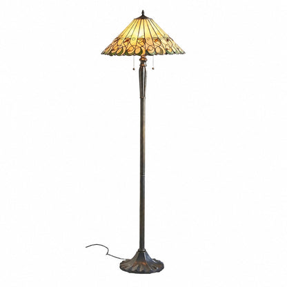 TF Jamelia Stehlampe aus Buntglas – Dekorative Stehlampe mit juwelenfarbenem Mosaikschirm und Metallsäule, ideal für Leseecken