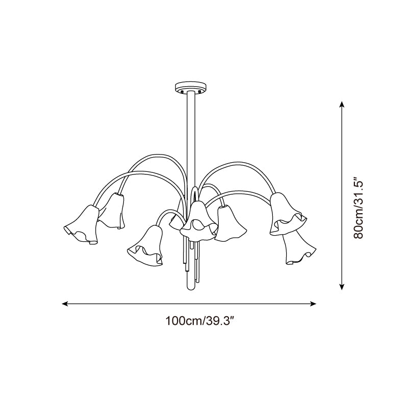 Bellina Sculptural Glass Lily Chandelier – Modern Romantic Pendant Light for High Ceilings