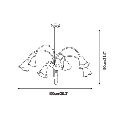 Bellina Sculptural Glass Lily Chandelier – Modern Romantic Pendant Light for High Ceilings