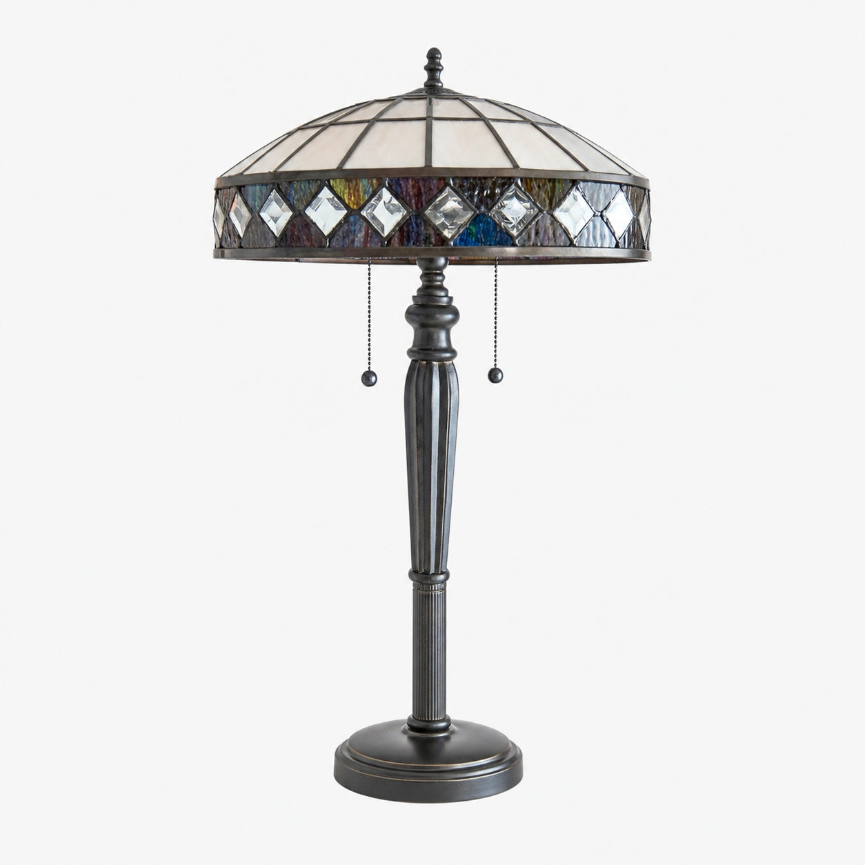 TiffStar Art Glass Floor Lamp with Ornamental Pattern Shade – Standing Light for Living Rooms
