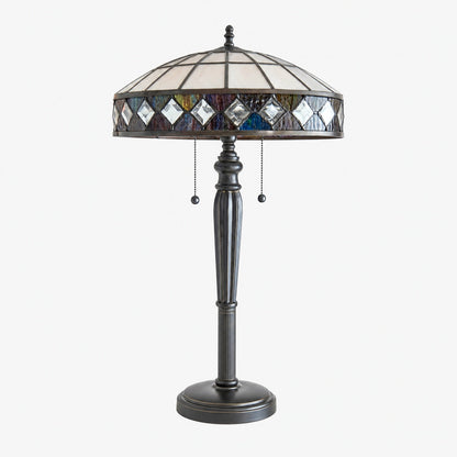 TiffStar Art Glass Floor Lamp with Ornamental Pattern Shade – Standing Light for Living Rooms