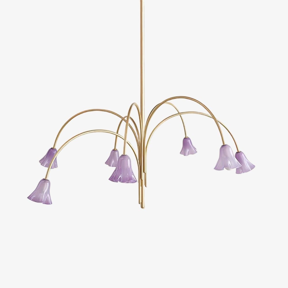 Bellina Sculptural Glass Lily Chandelier – Modern Romantic Pendant Light for High Ceilings