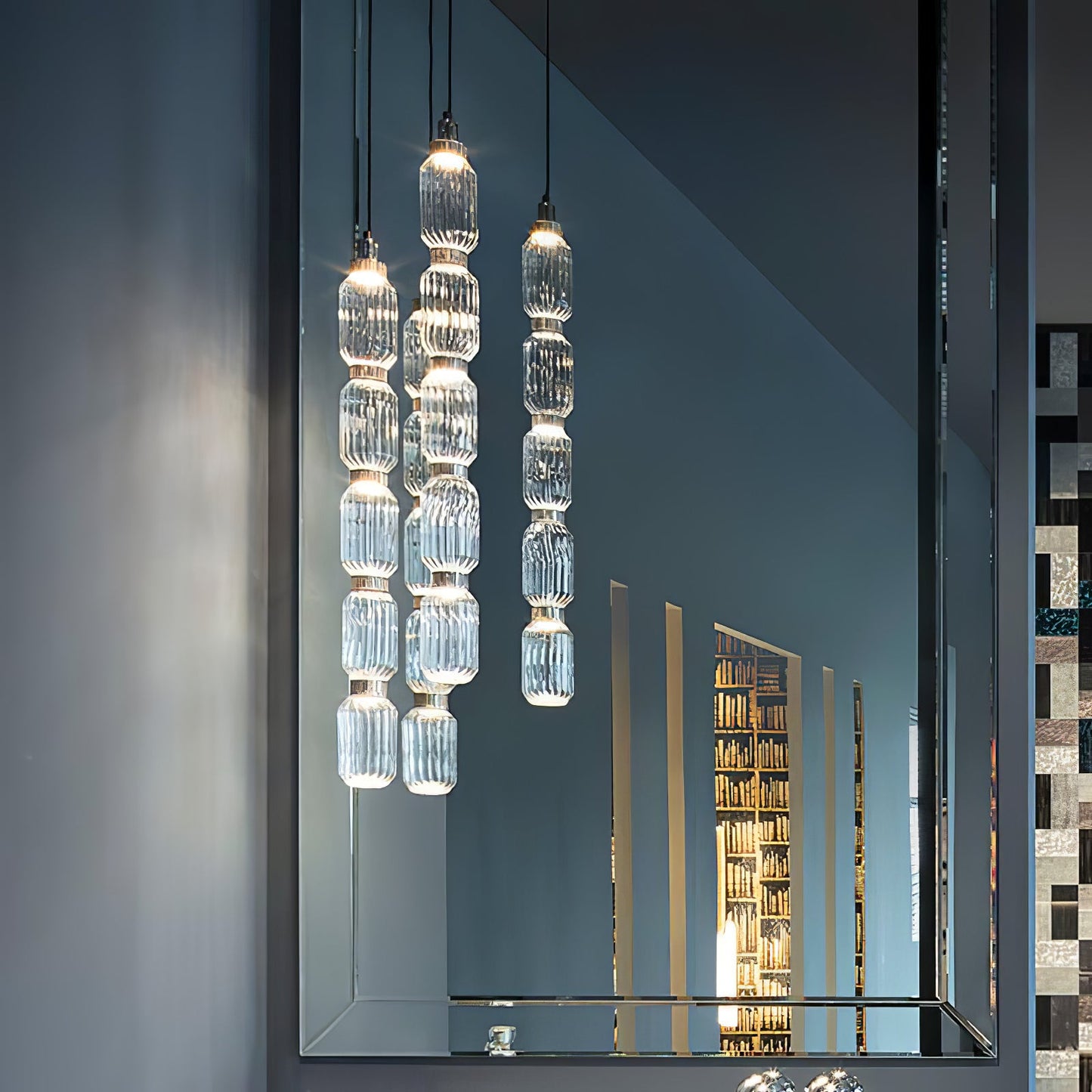 Minimalistische Ballett-Pendelleuchte - Eisen-Metall-Glas-Gold-Bernstein-Innenbeleuchtung