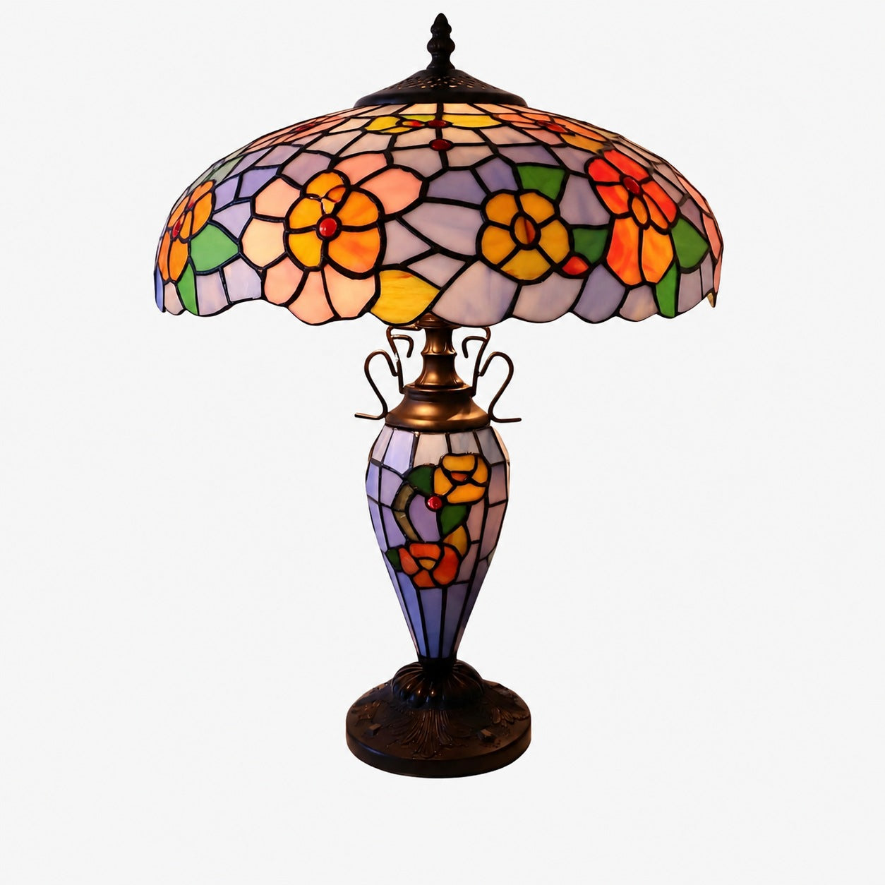 TF Keswick Dragonfly Tiffany Table Lamp – Handcrafted Stained Glass Shade for Living Room or Bedroom