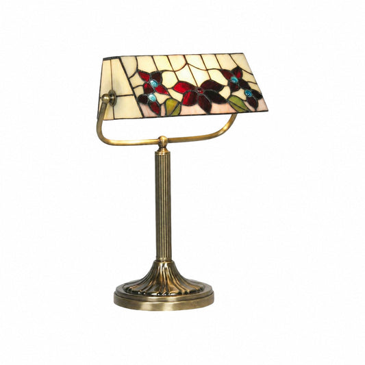 TF Camillo Libellen-Tischleuchte, Buntglas, geschwungener Rand – Tiffany-Stil, Jugendstil für Konsolentische und Leseecken