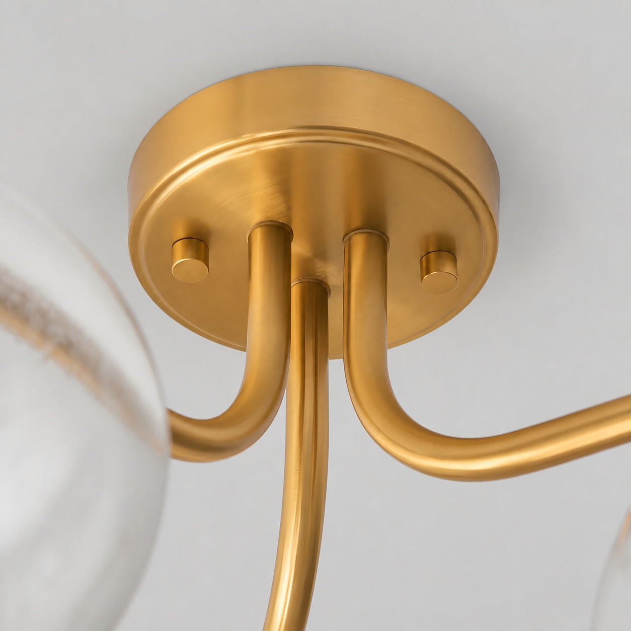 Bublaris Bubble-Glass Halbeinbau-Deckenleuchte - Gebogene Messingarme für Wohnzimmer oder Flur