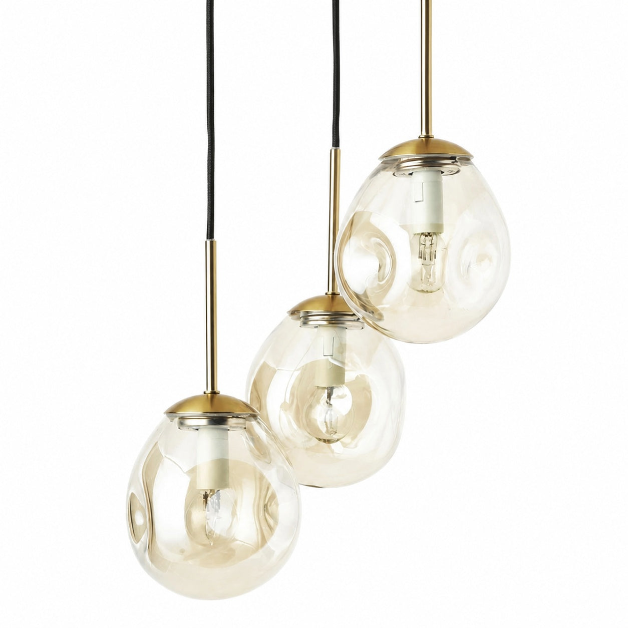 Glissora Hanging Light - Sculptural Cluster Design Tinted Glass and Metal for Entryway