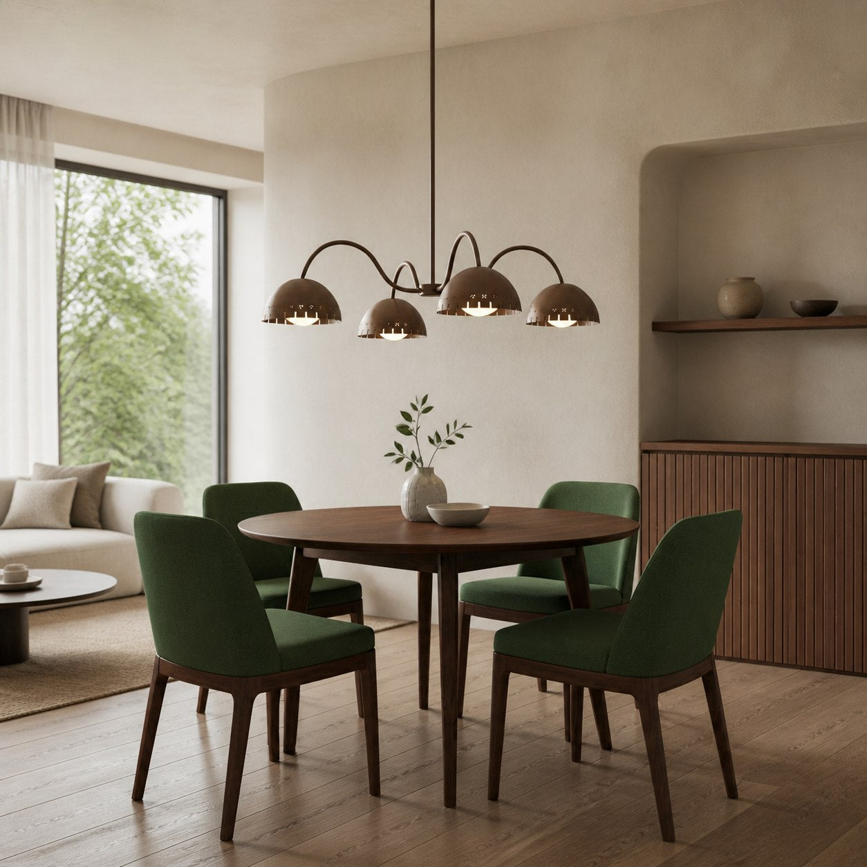Lustrona Modern Chandelier – Artistic Metal Structure Statement Light for Living or Dining Areas
