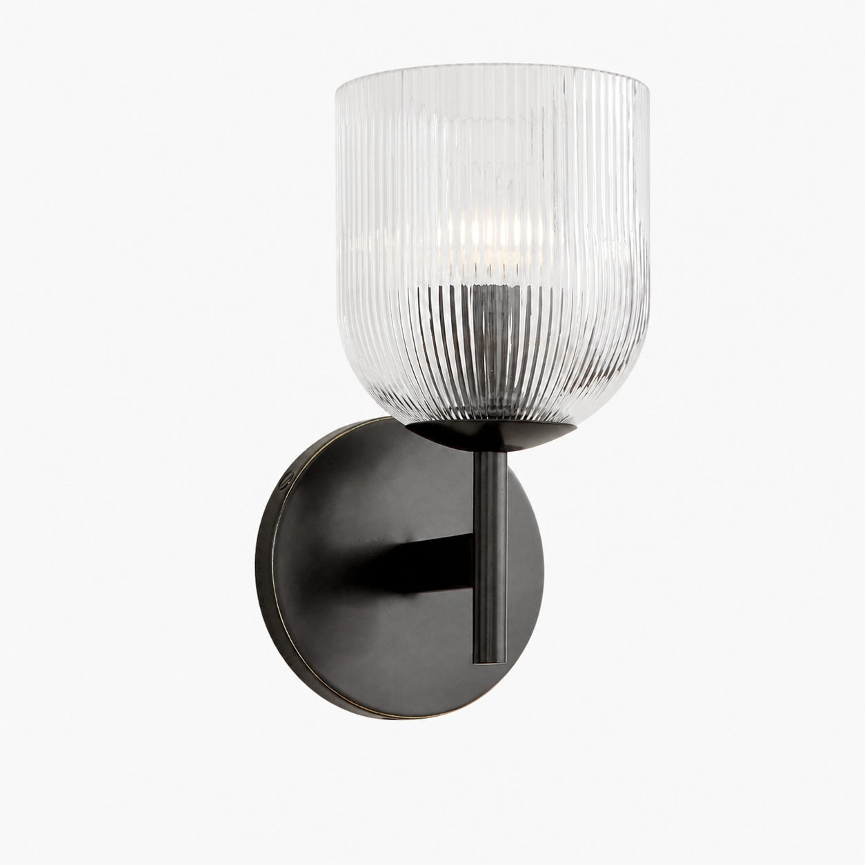 Bravira Wandleuchte aus geripptem Glas – Wandleuchte aus Metall mit klarem Glasschirm