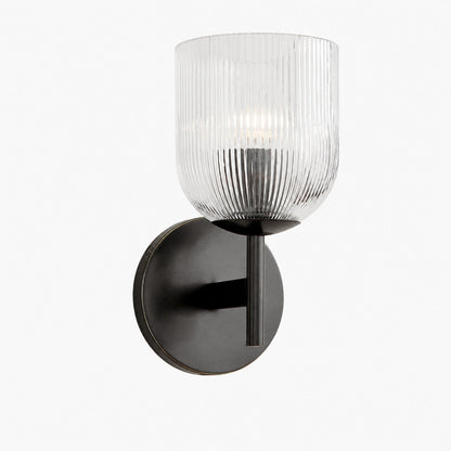Bravira Wandleuchte aus geripptem Glas – Wandleuchte aus Metall mit klarem Glasschirm