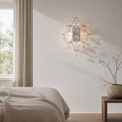 Crynora Crystal Cascade Wall Sconce - Sparkling Firefly Effect LED Light for Bedroom or Living Room