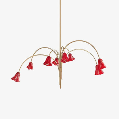Bellina Sculptural Glass Lily Chandelier – Modern Romantic Pendant Light for High Ceilings