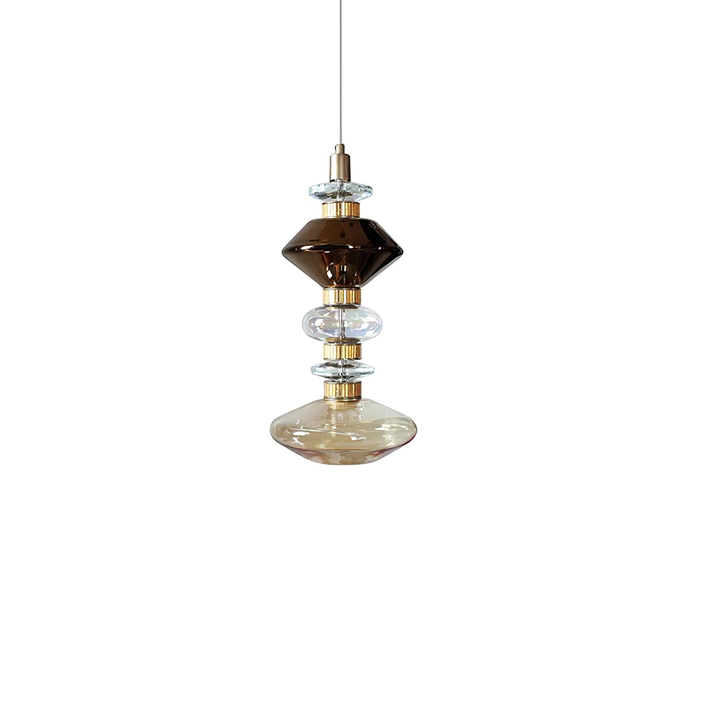 Minimalistische Ballett-Pendelleuchte - Eisen-Metall-Glas-Gold-Bernstein-Innenbeleuchtung
