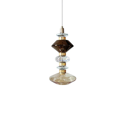 Minimalistische Ballett-Pendelleuchte - Eisen-Metall-Glas-Gold-Bernstein-Innenbeleuchtung