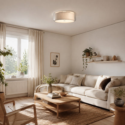 Bauhaus Glass Fabric Flush Mount Ceiling Light