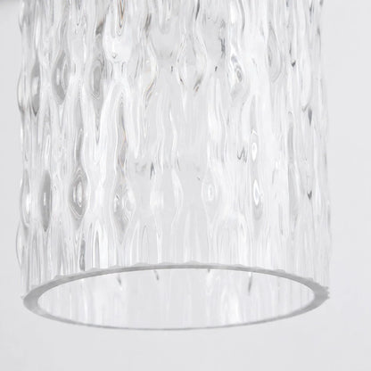 Close view of the ribbed clear glass shade texture