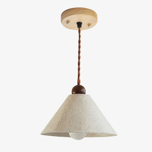 Natural handmade paper pendant lamp full product view