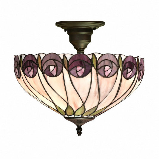 TF Hutchinson Tiffany Deckenleuchte mit Mackintosh-Rosette für Wohn- und Esszimmer
