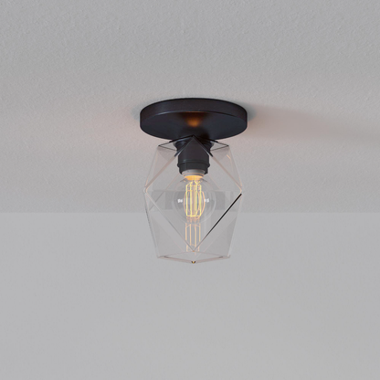 Talvior Sculptural Flush Mount Ceiling Light – Faceted Glass for Modern Interiors
