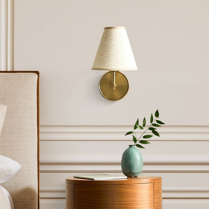 Fibura Contemporary Metal Sconce with Soft Linen Shade Subtle Silhouette for Living Rooms and Corridors