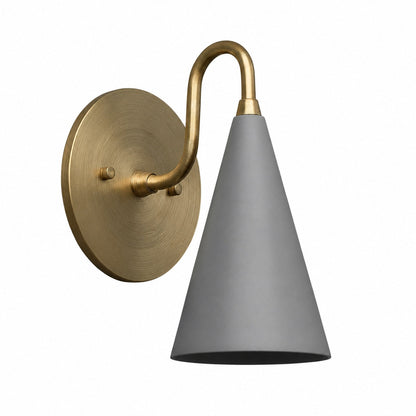 Curva Metal Cone Shade Sconce – Vintage Brass Wall Light for Entryway or Stairwell