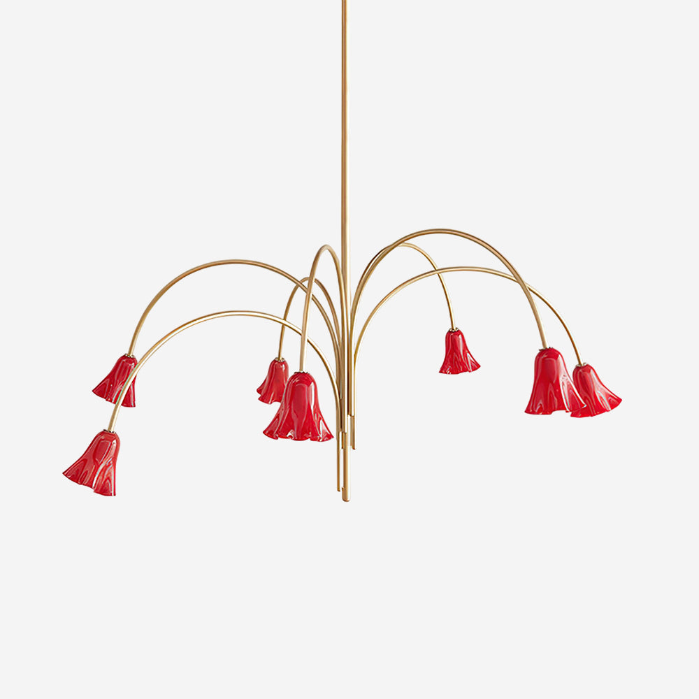 Bellina Sculptural Glass Lily Chandelier – Modern Romantic Pendant Light for High Ceilings