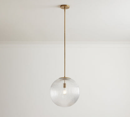 Bravira Ribbed Glass Pendant Light - Elegant Kitchen Island Lamp