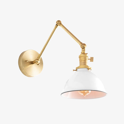 Conique Metal Vintage Industrial Swing Arm Wall Lamp - Adjustable Dome Shade for Study