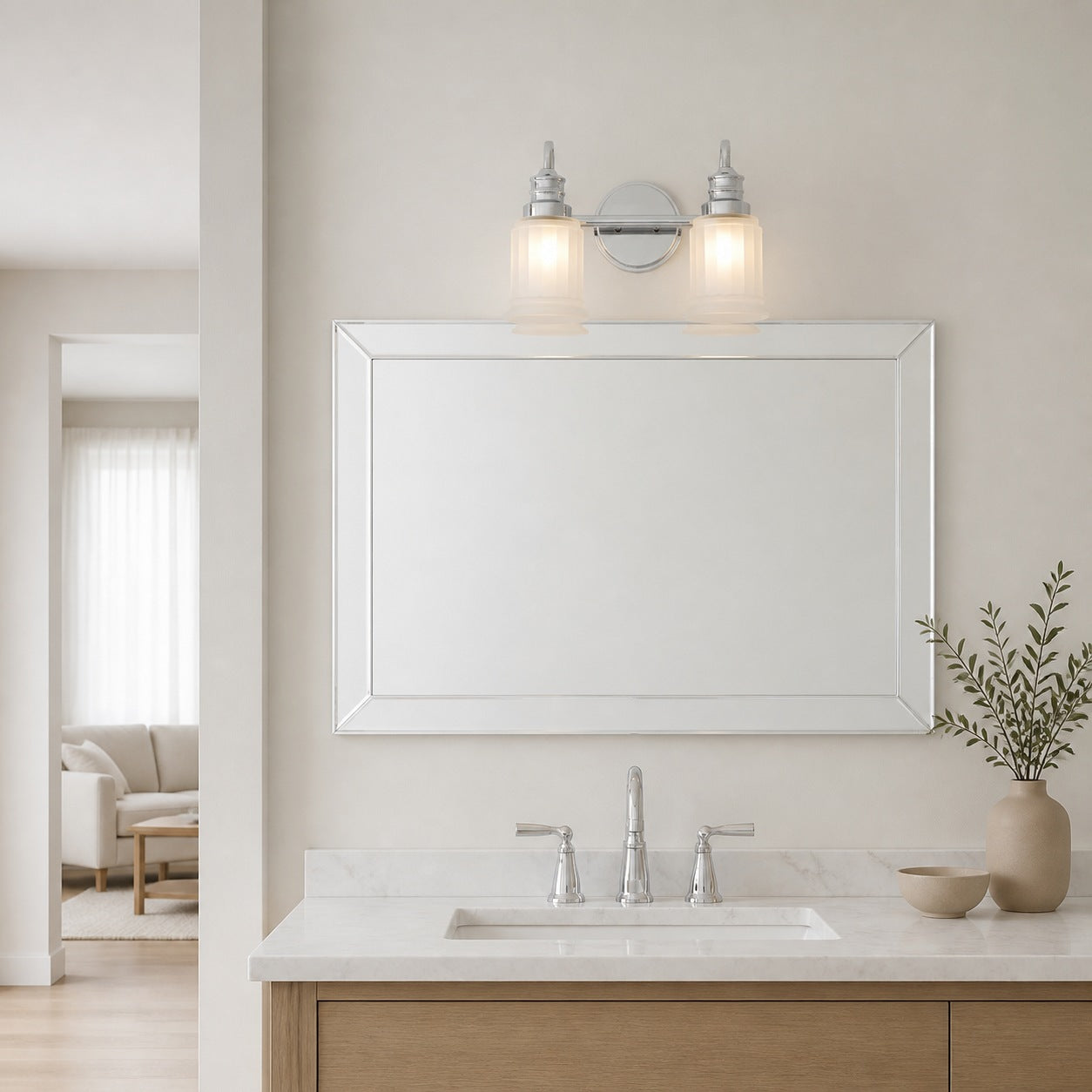 Lirra Bathroom Metal Wall Lamp with Glass Shade - Damp Rated Wall Sconce