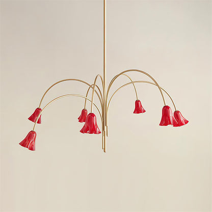 Bellina Sculptural Glass Lily Chandelier – Modern Romantic Pendant Light for High Ceilings