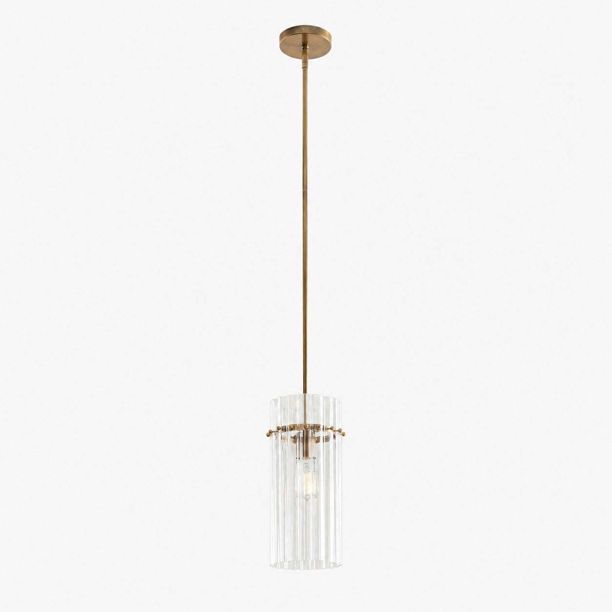 Lumora Kristall-Pendelleuchte – Elegantes Trommelmessing und geschliffenes Glas