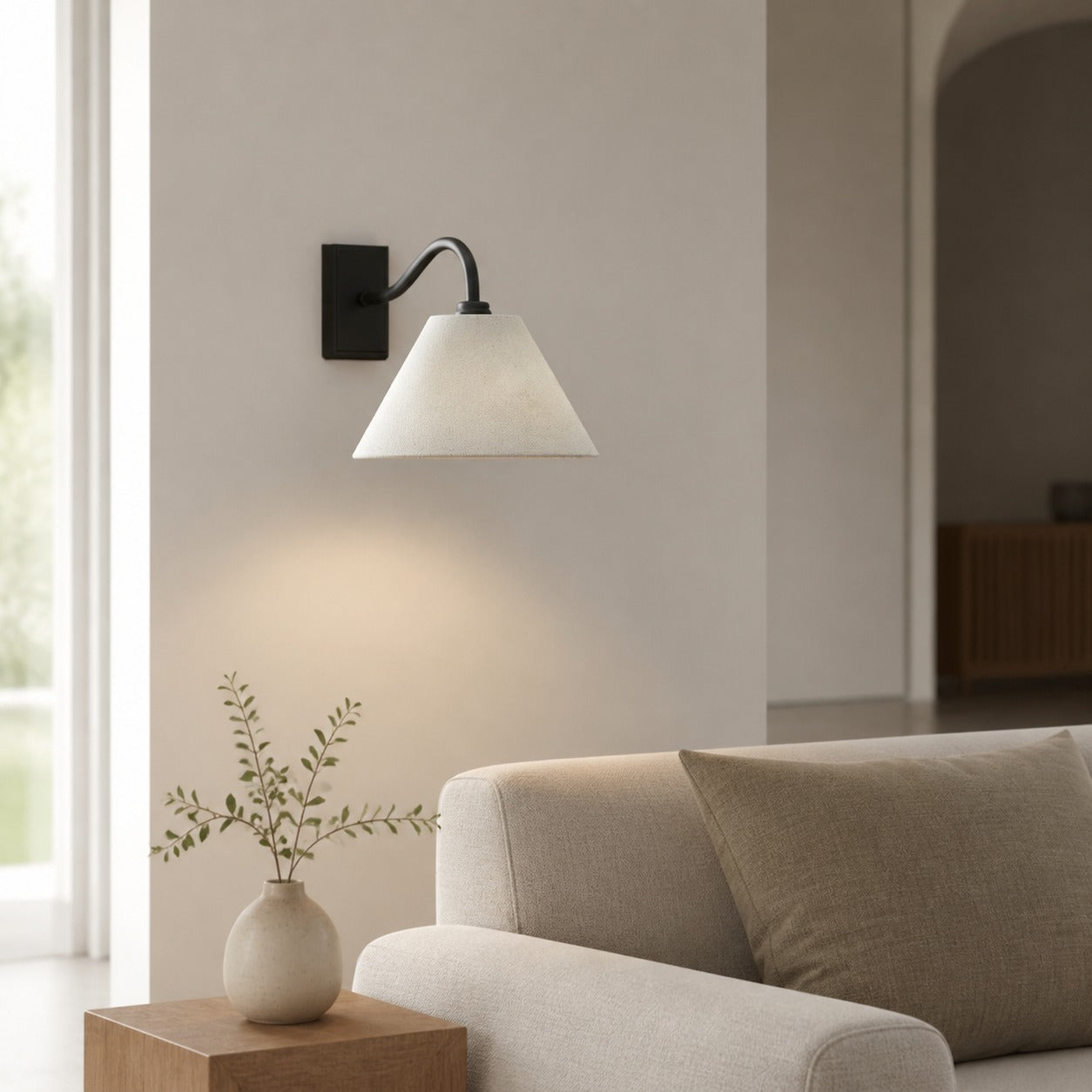 Lumweve Wandleuchte – Elegante Wandleuchte mit plissiertem Schirm für Flur und Arbeitszimmer