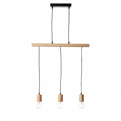 Virell Adjustable Linear Ceiling Light – 3‑Bulb Wooden and Metal Design for Kitchen Island or Office