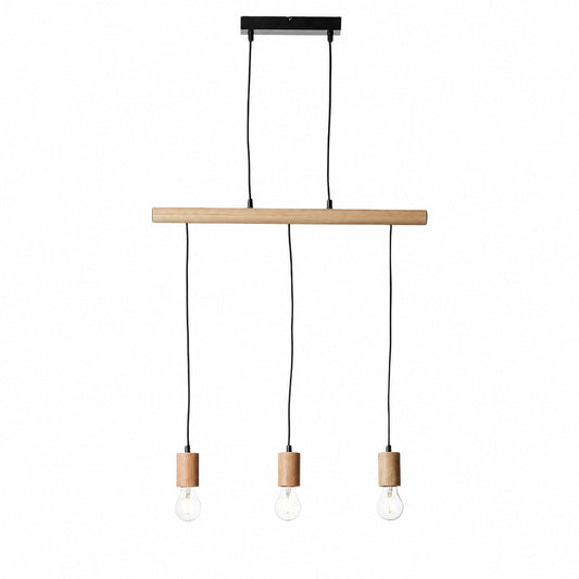 Virell Adjustable Linear Ceiling Light – 3‑Bulb Wooden and Metal Design for Kitchen Island or Office
