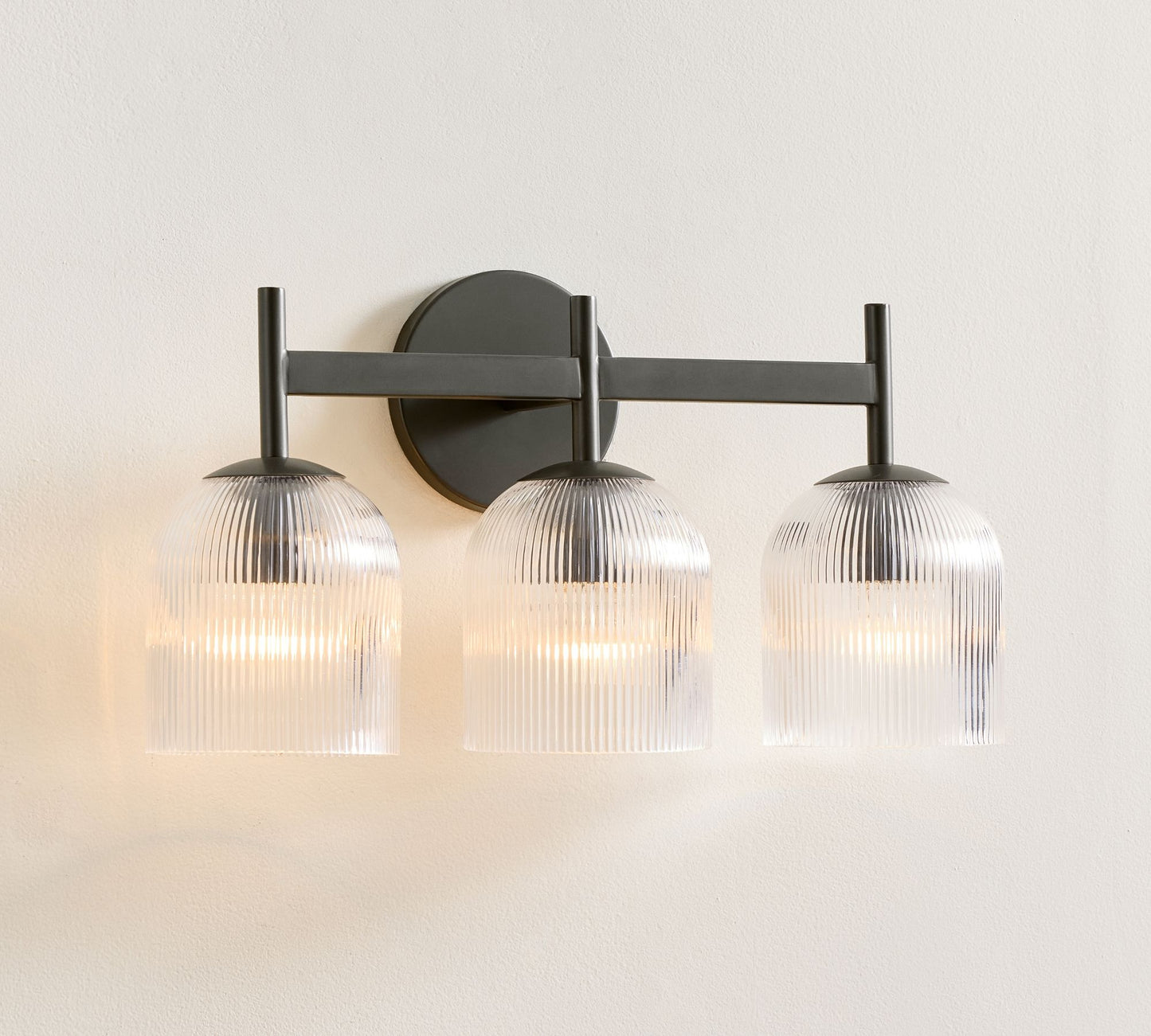 Bravira Ribbed Glass Sconce - Metal Wall Light with Clear Glass Shade
