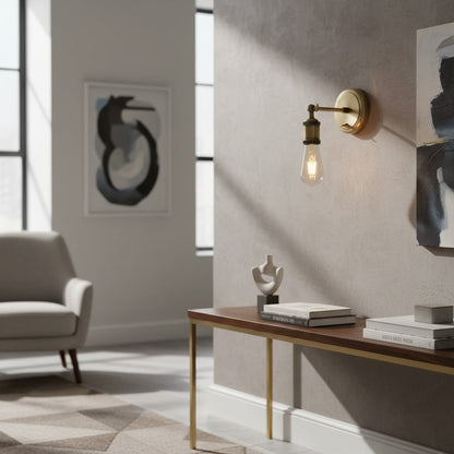 Verstellbare Vintage Hal Wandleuchte aus Messing für das Wohnzimmer 