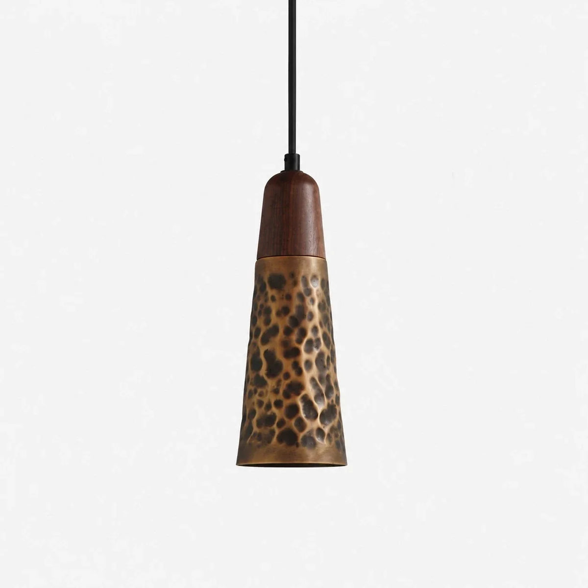 Style A tall hammered copper pendant light