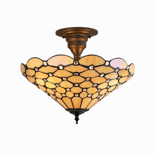TF Pearl Handgefertigte Tiffany-Deckenleuchte – Art-Deco-Buntglasleuchte für Flur oder Wohnzimmer