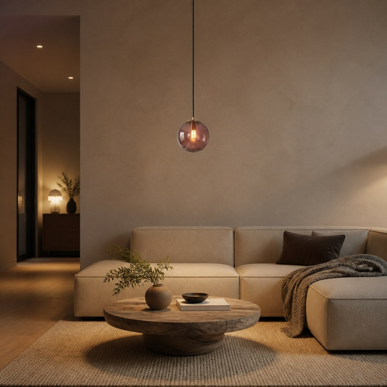 Lunorie Iron Metal Glass Globe Pendant Light – Sculpted Adjustable Pendant for Dining Spaces