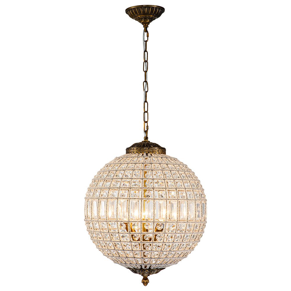 Luxuriöse Vintage Kristall Kugel Pendelleuchte