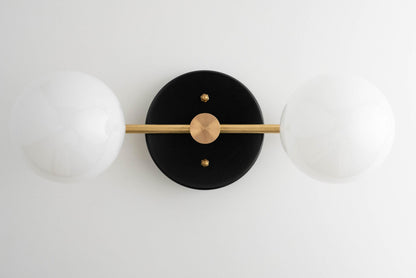 Glorica Glass Vanity Light - Modern Brass Wall Sconce for Bathroom Style