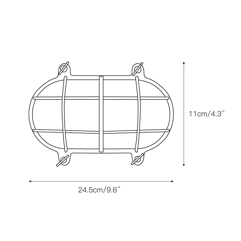 Ivoran Bulkhead Wall Sconce - Brass Caged Glass Vintage Industrial Light for Outdoor and Bathroom