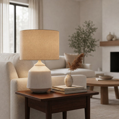 Ceruna Ripple Ceramic Table Lamp – Modern Design Minimalist Style Lighting Perfect for Living Room Bedroom Office