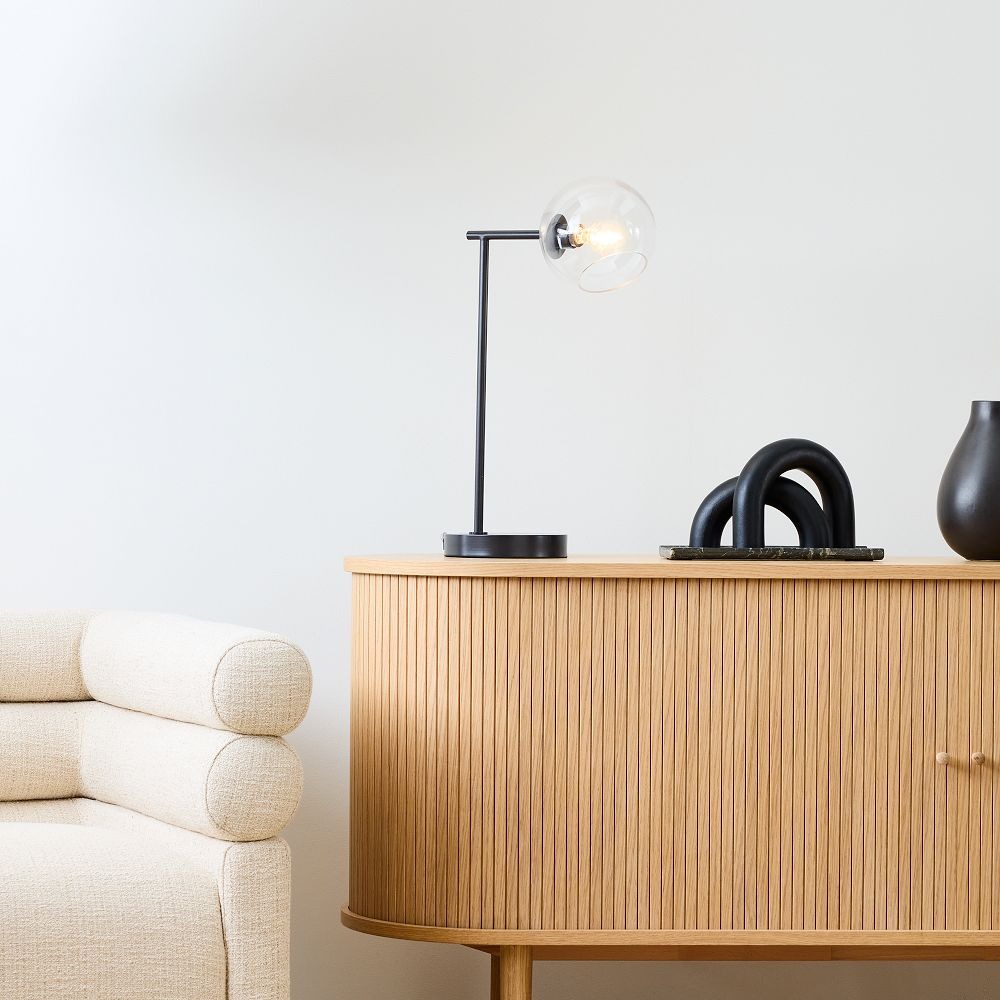 Brina Glass USB Table Lamp - Modern Bedside Desk Light with Style
