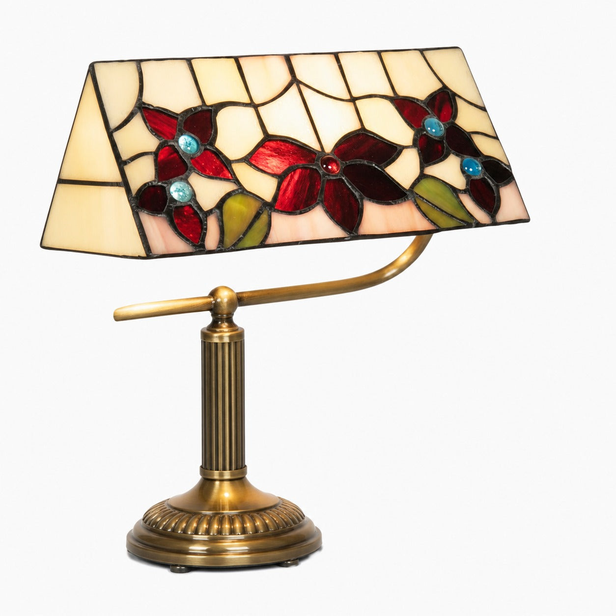 TF Camillo Dragonfly Table Lamp Stained Glass Scalloped Edge - Tiffany Style Art Nouveau for Console Tables