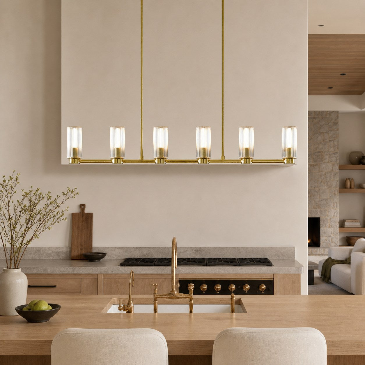 Rivora Kronleuchter aus geriffeltem Glas – Elegantes, geripptes, langlebiges Design