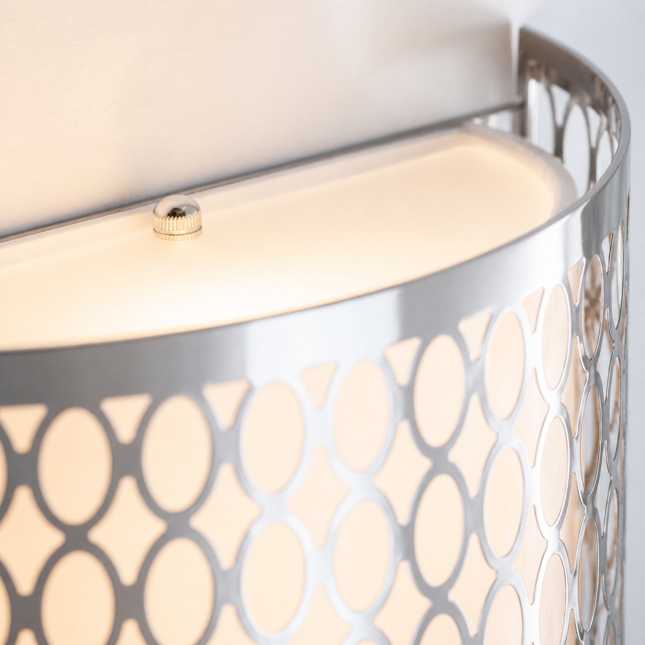 Liorin Fretwork Wall Light - Modern Curved Metal and Fabric Shade Sconce for Hallway or Bedroom