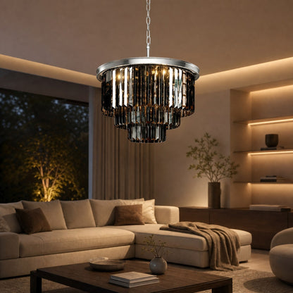 Aurevon Crystal Prism Metal Frame Modern Ceiling Chandelier for Home and Hotel