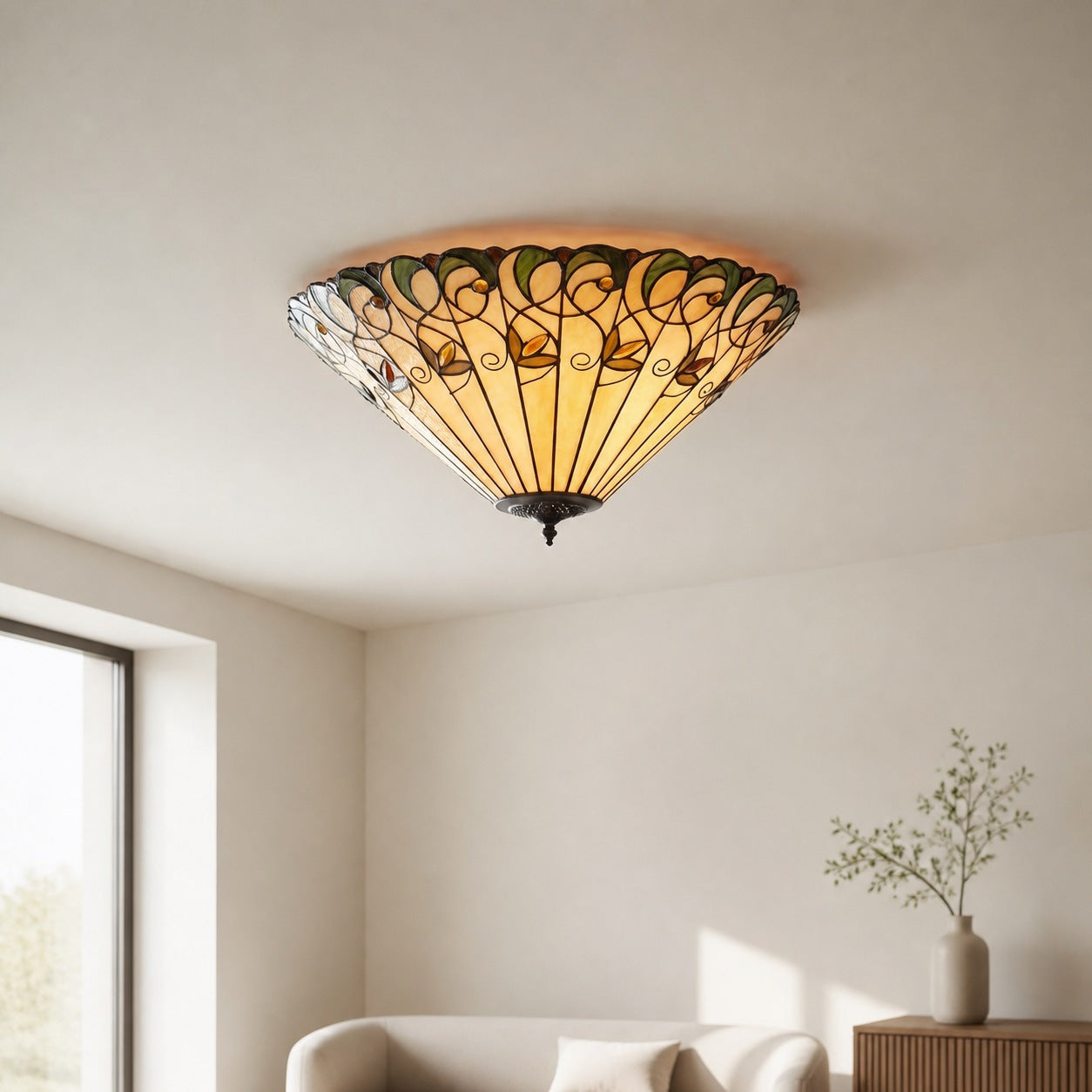 TF Jamelia Light - Decorative Art Glass - Flush Mount Timeless Style for Hallway